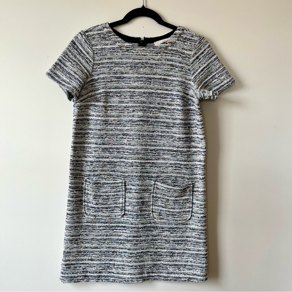 LOFT Dresses & Skirts - LOFT Petite Boucle Tweed Shift Dress Black White Pocket Mini SP